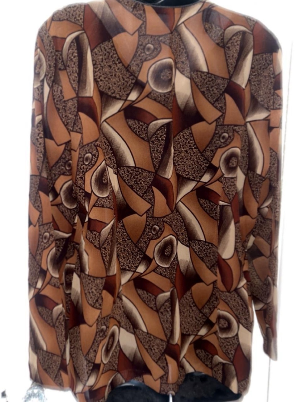 Womens Brown Geometric Print Blouse